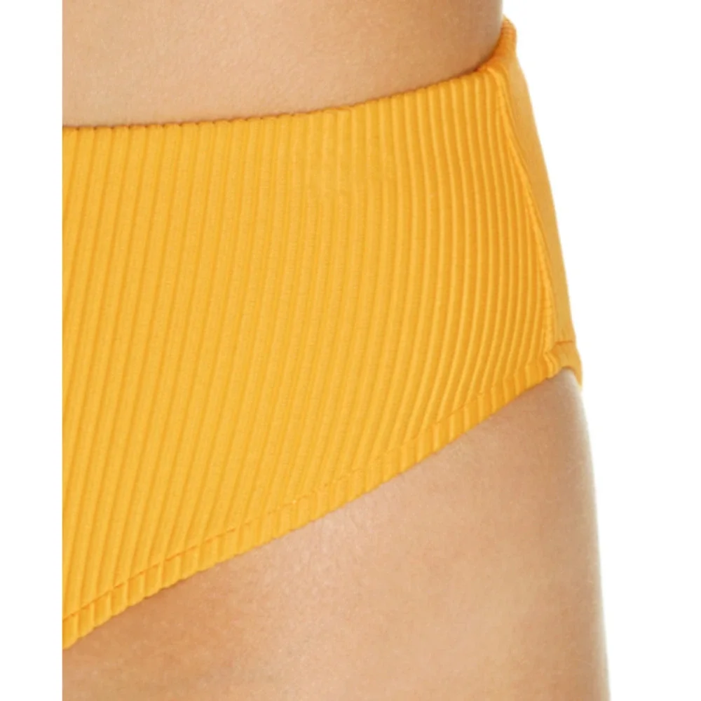 Frankies Bikinis Jenna Ribbed High Waist Cheeky Bikini Bottom Citrus Orange M